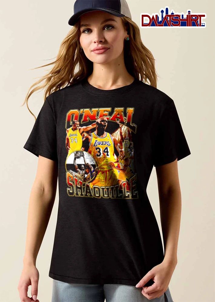 Los Angeles Lakers Shaquille Raiqwon Oneal playing basketball collage shirt