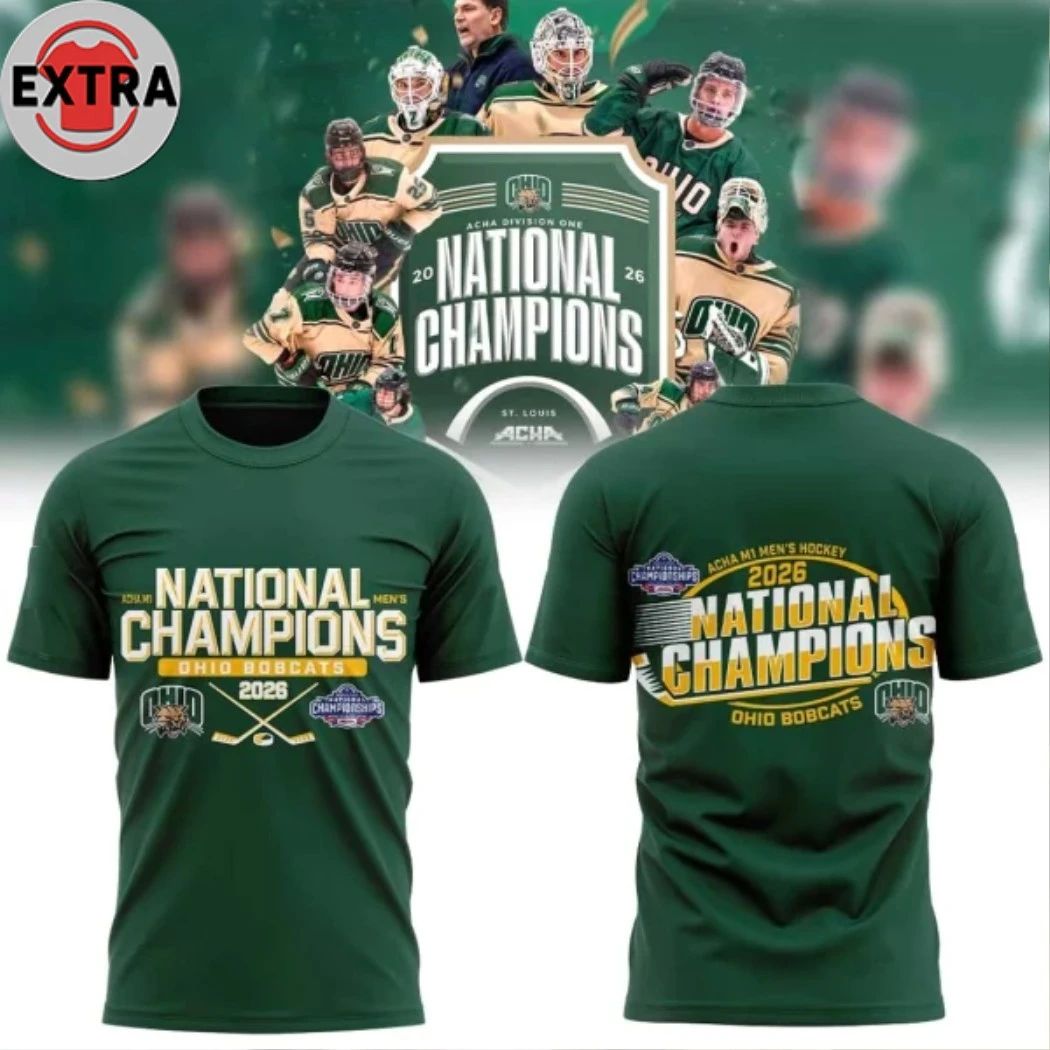 Ohio Bobcats Hockey 2026 ACHA M1 National Men’s Hockey Champions Logo Two Sided Shirt