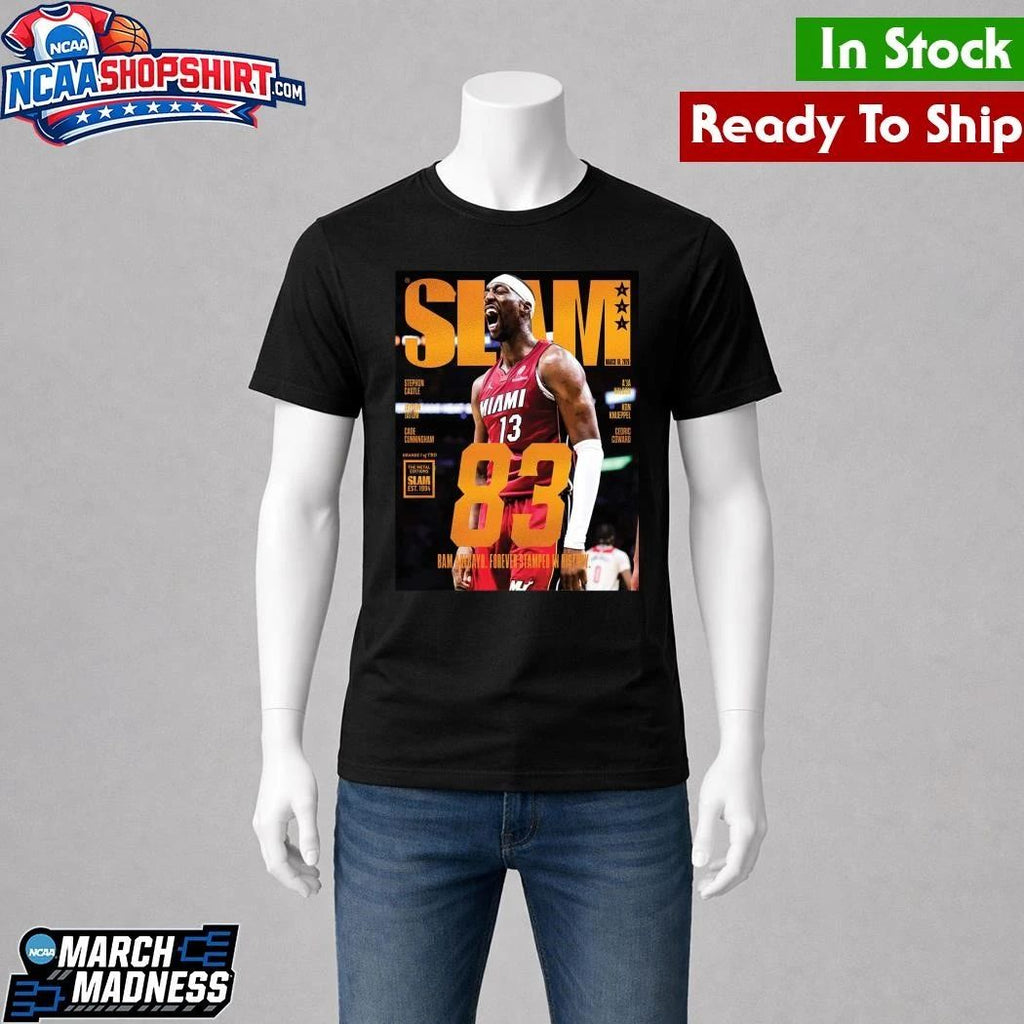 Bam Adebayo Miami Heat On The Cover Of SLAM 261 83 Points Forever Stamped In History Orange Metal Shirt
