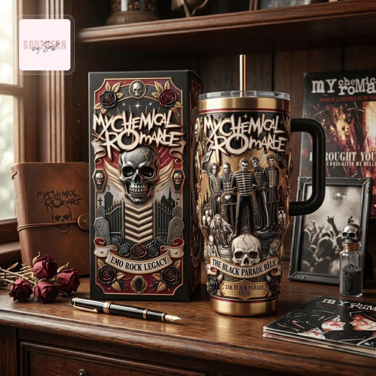 My Chemical Romance The Black Parade 30oz Premium Gold Relic Tumbler