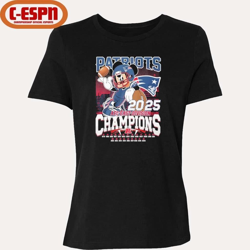 Mickey Mouse X New England Patriots 2025 AFC East Division Champions Shirt