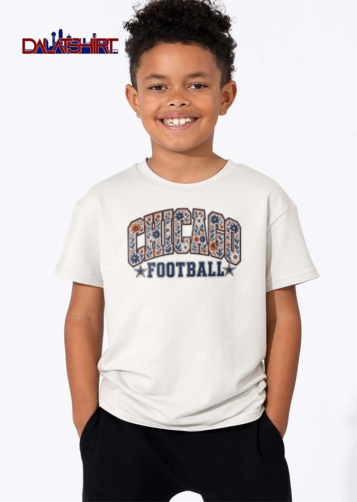 Chicago text floral pattern stars shirt