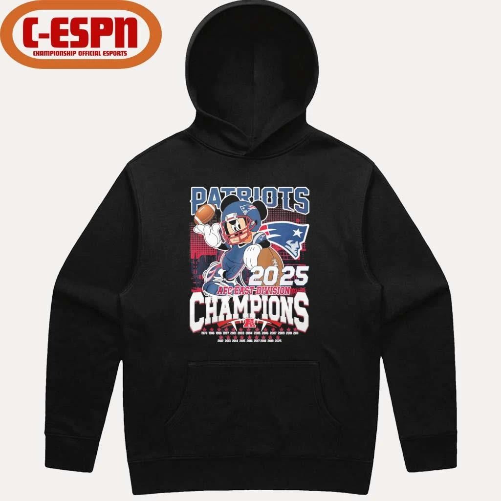 Mickey Mouse X New England Patriots 2025 AFC East Division Champions Shirt