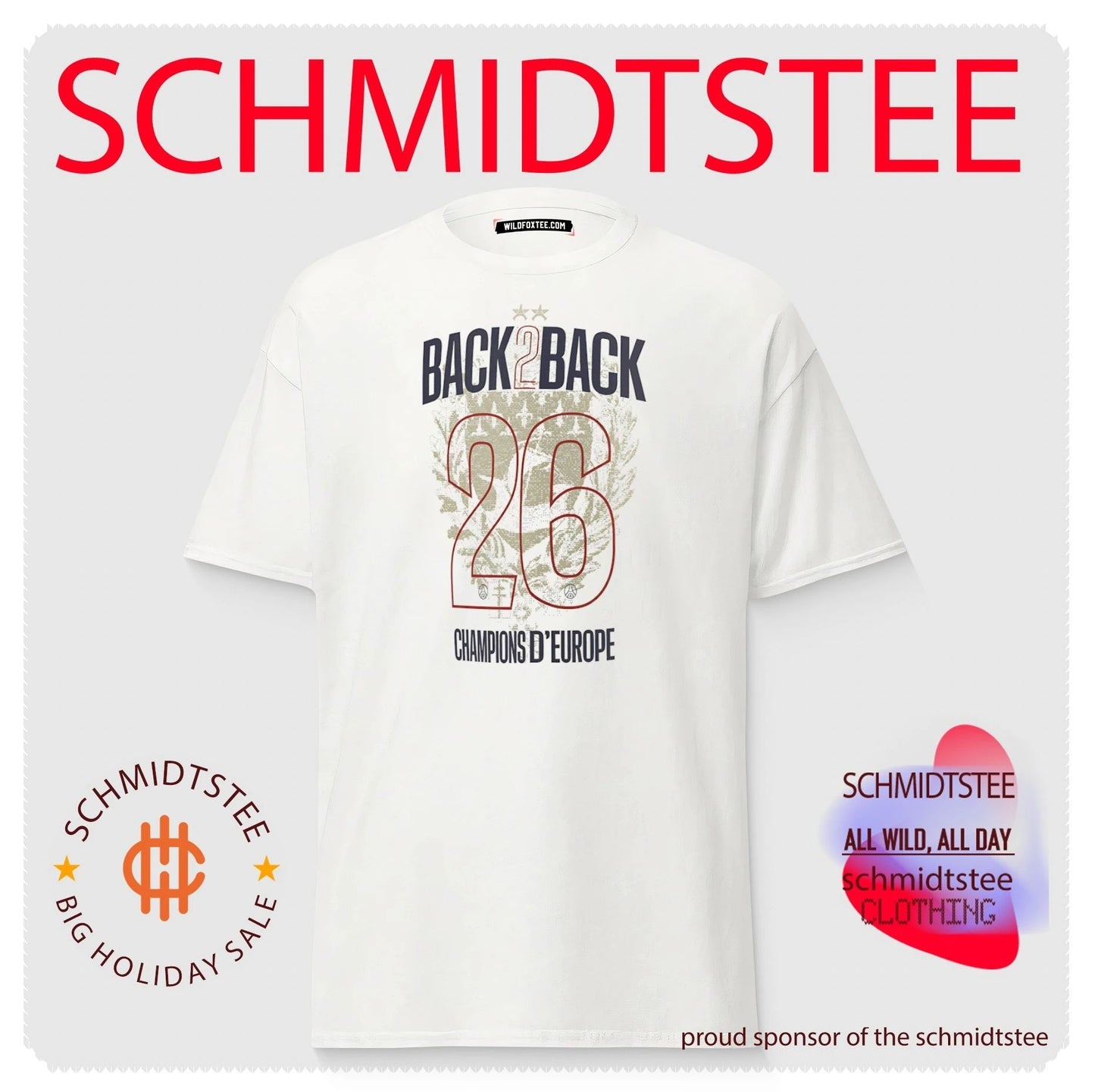 PSG Back 2 Back 2025-26 Champions of D’Europe shirt