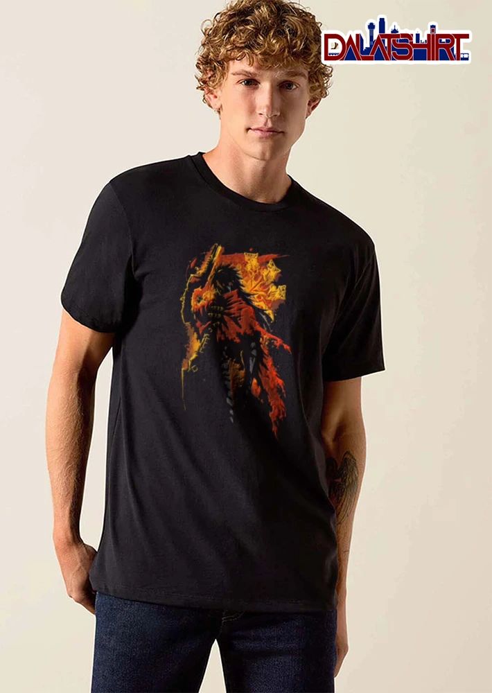 Hellsing Alucard anime character holding gun red cloak shirt