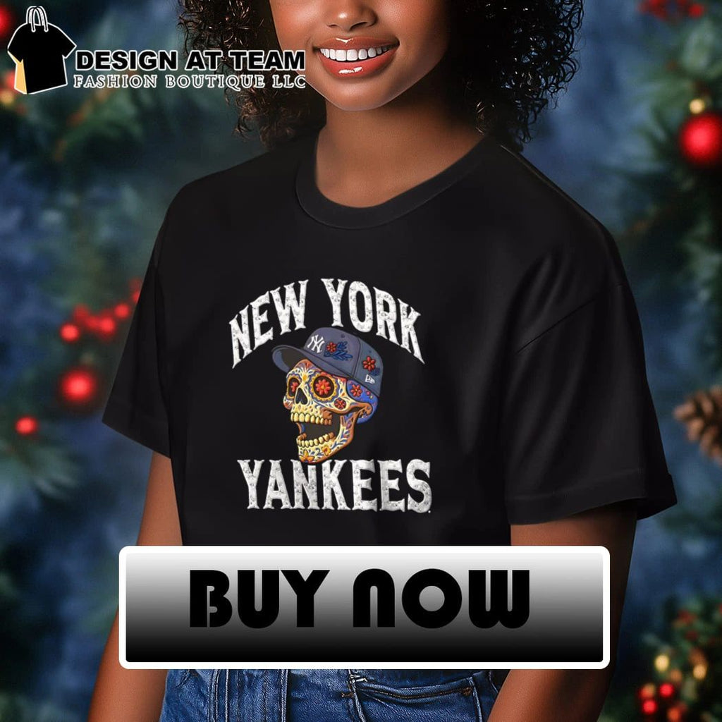 New York Yankees Sugar Skull Floral Baseball shirt