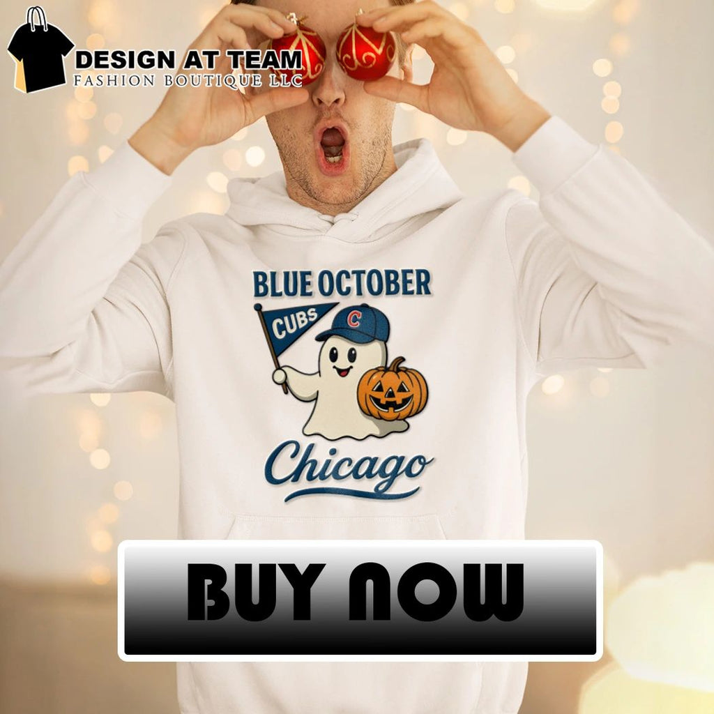 Chicago Cubs Blue October Halloween Ghost Baseball Pumpkin shirt