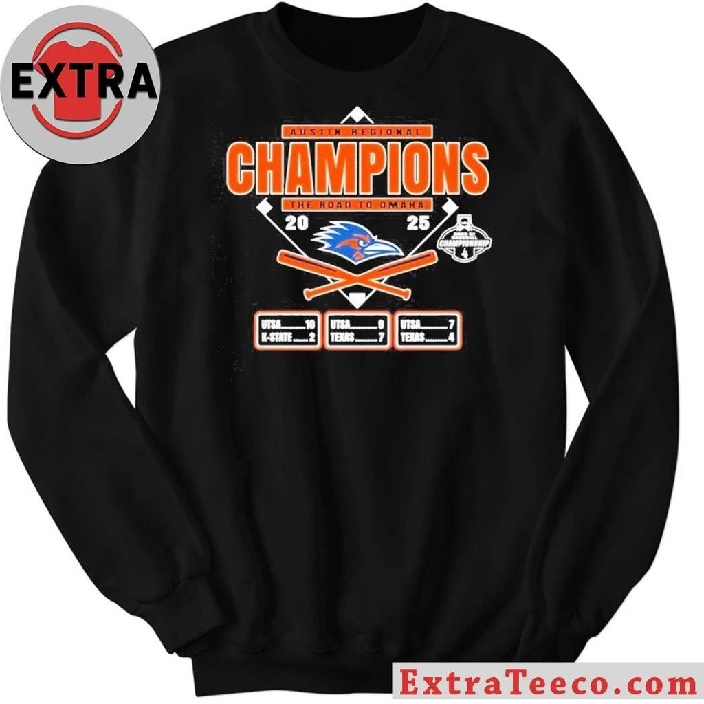 UTSA Roadrunners 2025 the road to Omaha Austin Regional Champions College World Series Venue T-Shirt