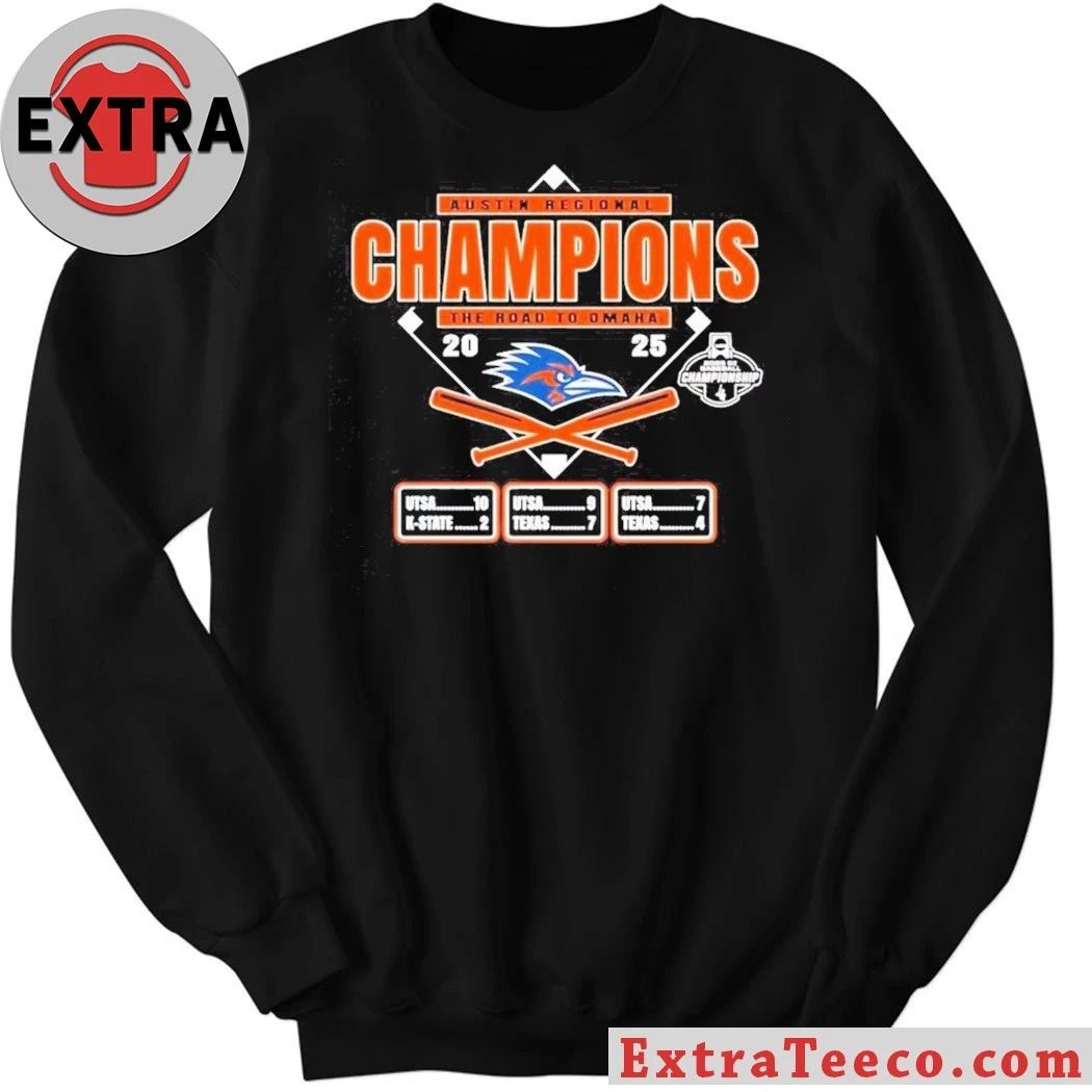 UTSA Roadrunners 2025 the road to Omaha Austin Regional Champions College World Series Venue T-Shirt