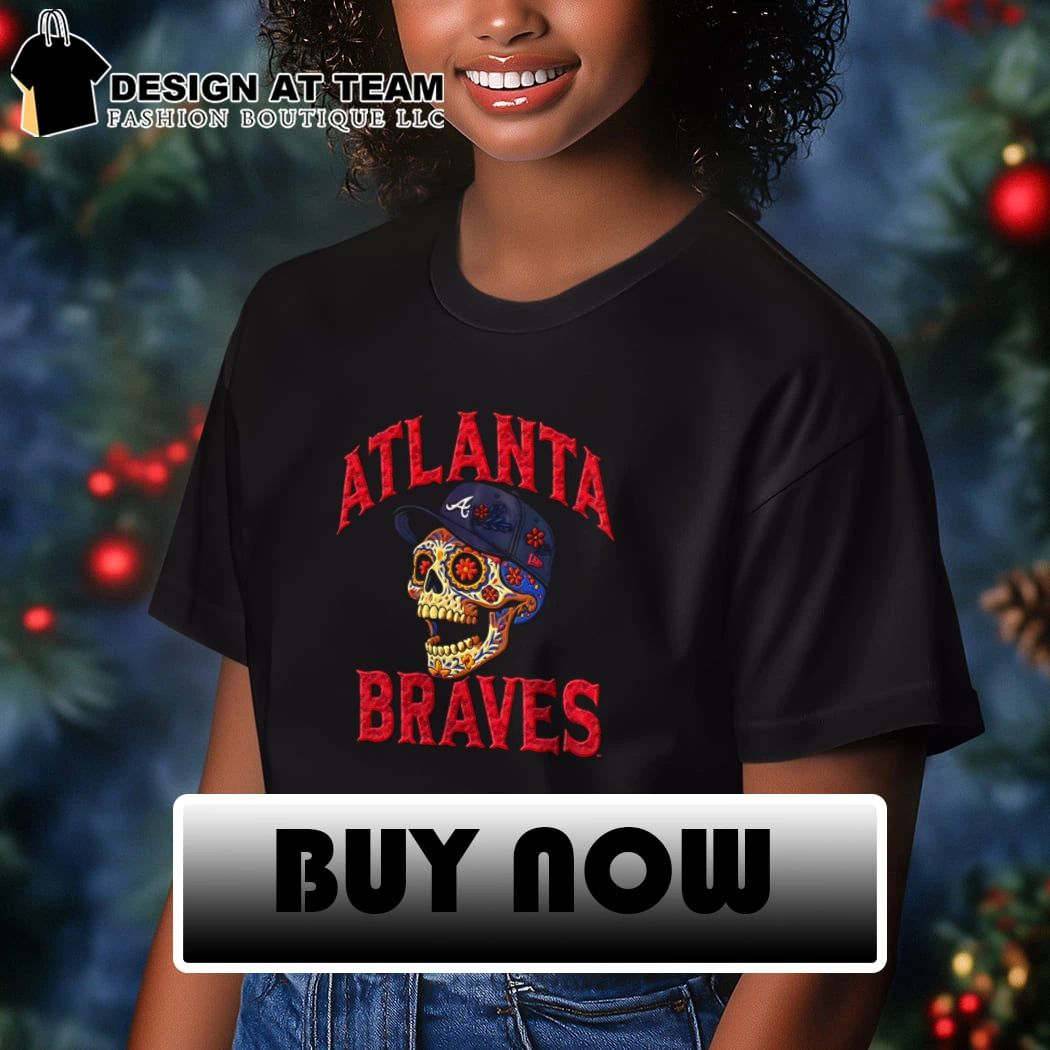 Atlanta Braves Sugar Skull Floral Baseball shirt