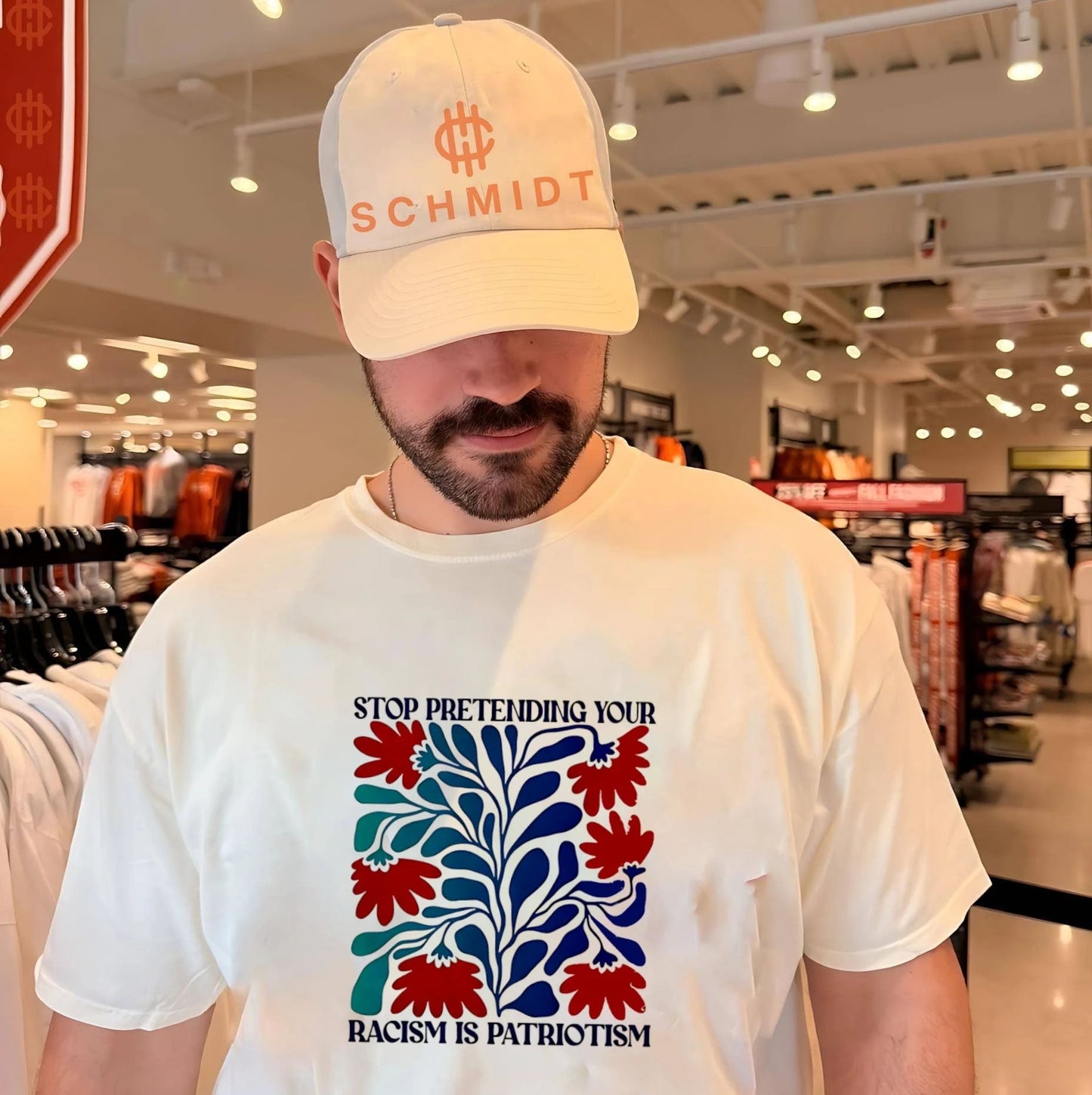 Stop pretending your racism is patriotism flower graphic shirt