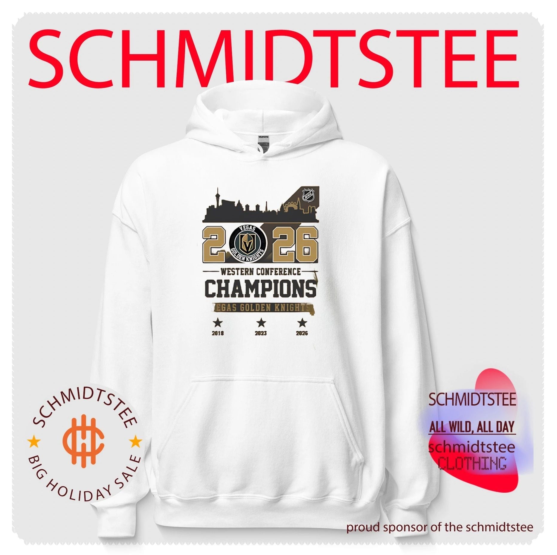 Vegas Golden Knights 2026 Western Conference Champions 3 Time city skyline shirt