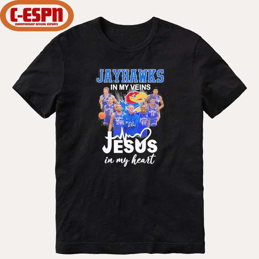 Kansas Jayhawks Basketball In My Veins Jesus In My Heart Shirt