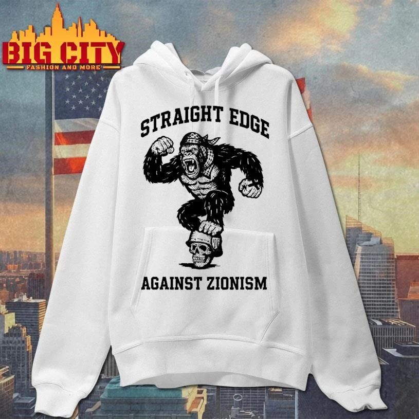 Straight Edge Against Zionism Gorilla Skull Keffiyeh Hardcore Punk Graphic T Shirt