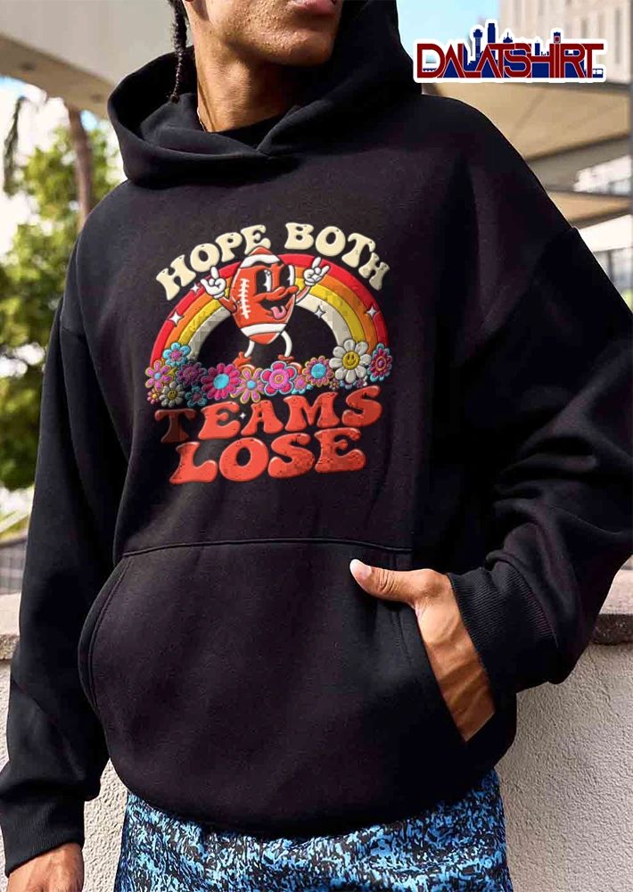 Hope Both Teams Lose football character rainbow flowers cartoon shirt