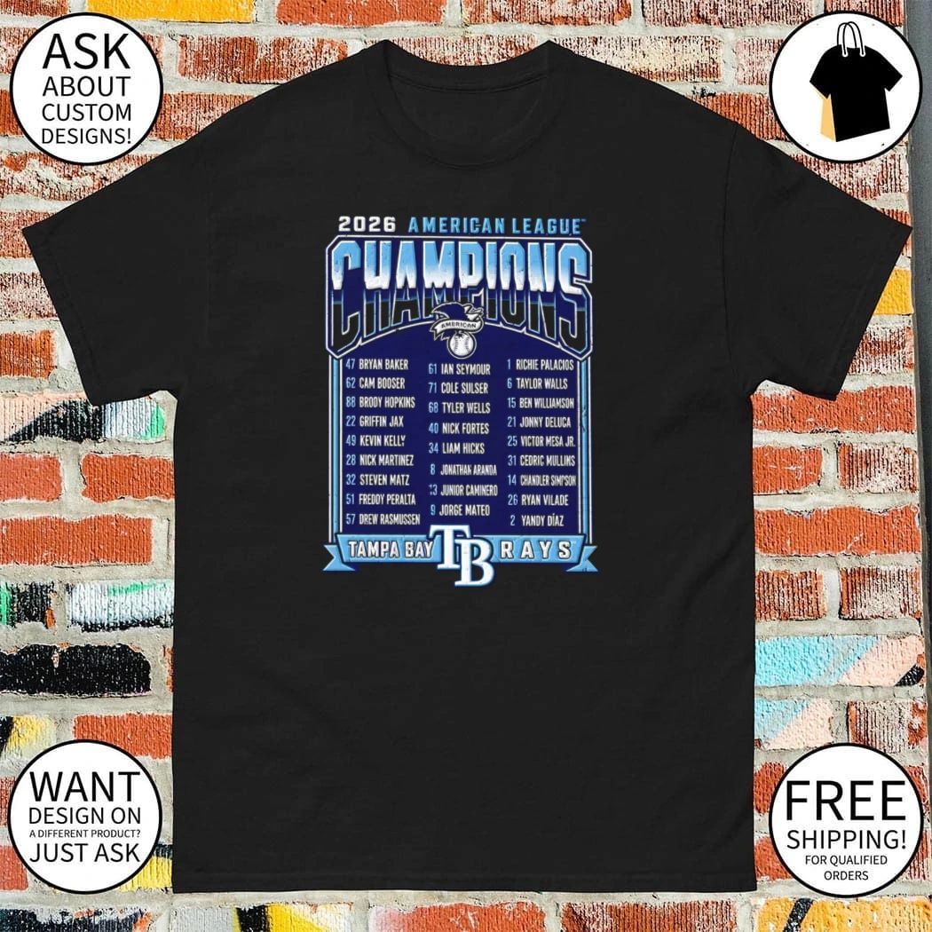 2026 Rays American League Champions Team Roster Typography shirt