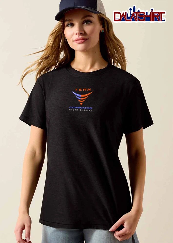 Dominator Storm Chasing Team tornado logo American flag pattern shirt