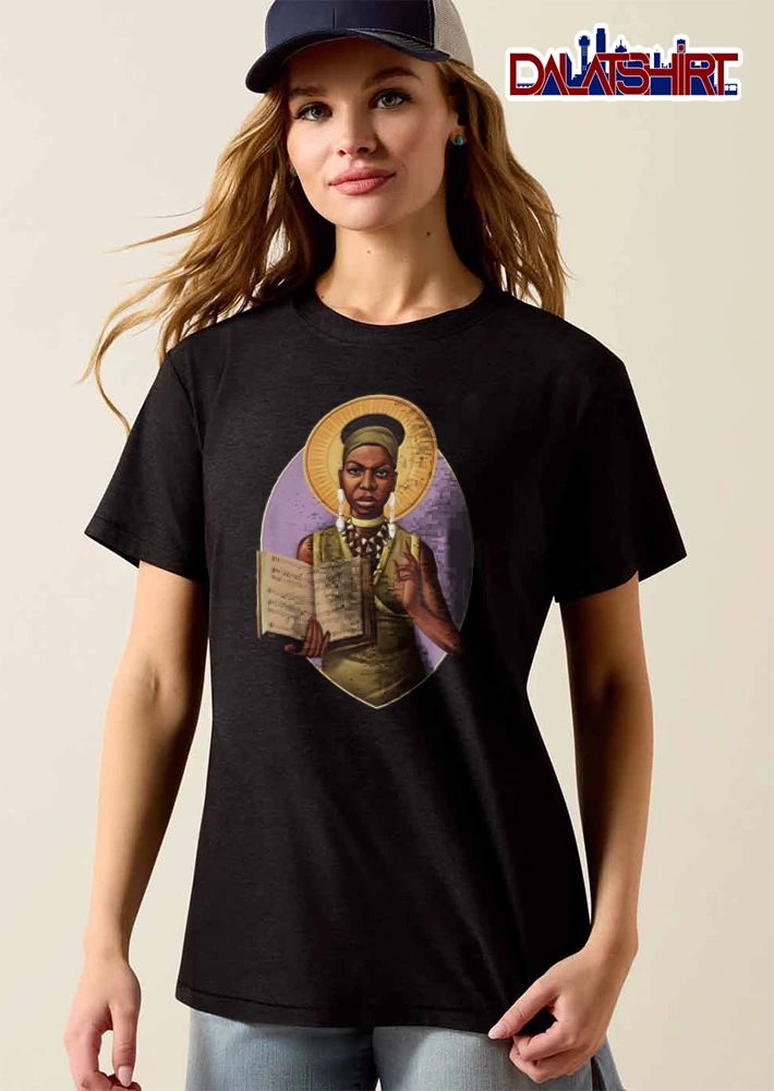 Saint Nina Simone Jazz Music Sheet Halo Vintage Portrait shirt