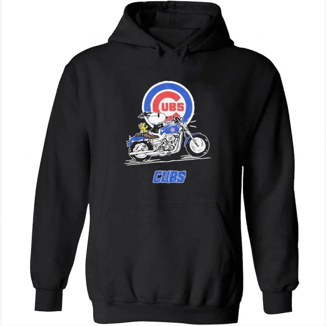 Cubs Snoopy Woodstock Motorcycle Rider Biker Fan Shirt