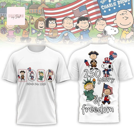 Snoopy Peanuts Patriotic Pals 250 Years of Freedom Commemorative 3D T-Shirt