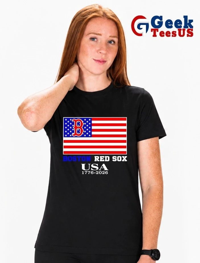 Boston Red Sox USA 1776-2026 American flag logo shirt