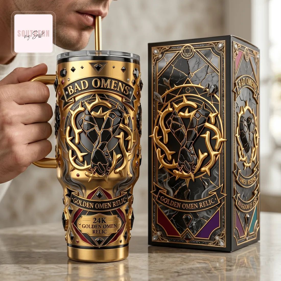 Bad Omens 24K Golden Omen Relic Luxury 30oz Gold & Black Tumbler