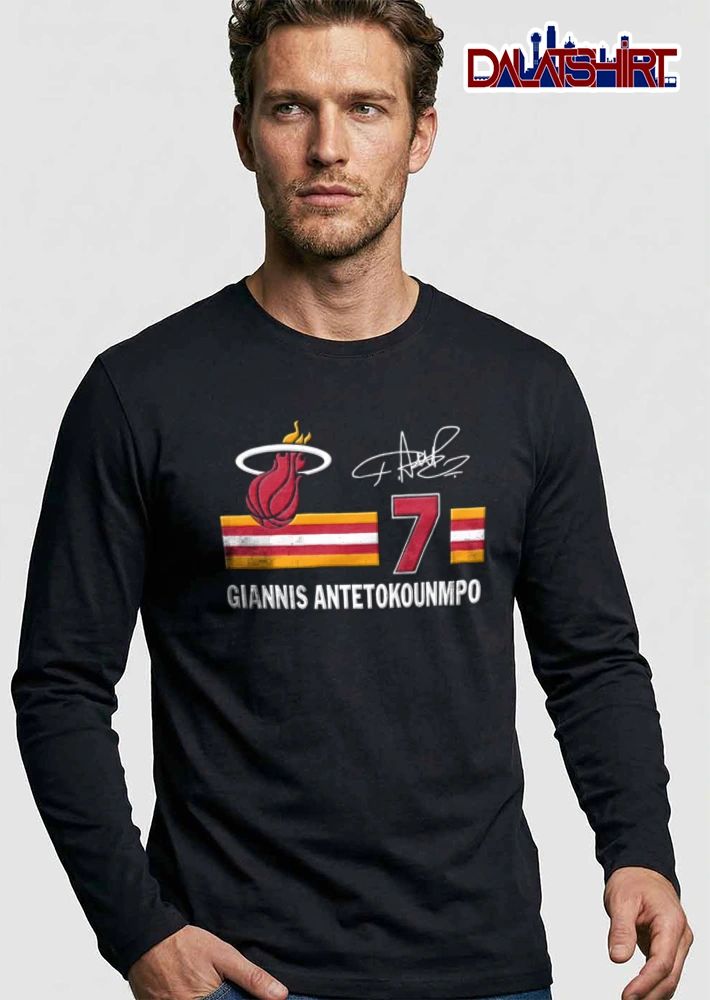 Miami Heat Giannis Kostas Antetokounmpo basketball logo signature jersey number shirt