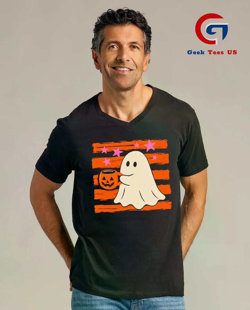 Cute ghost drinking coffee Halloween 2026 T-shirt