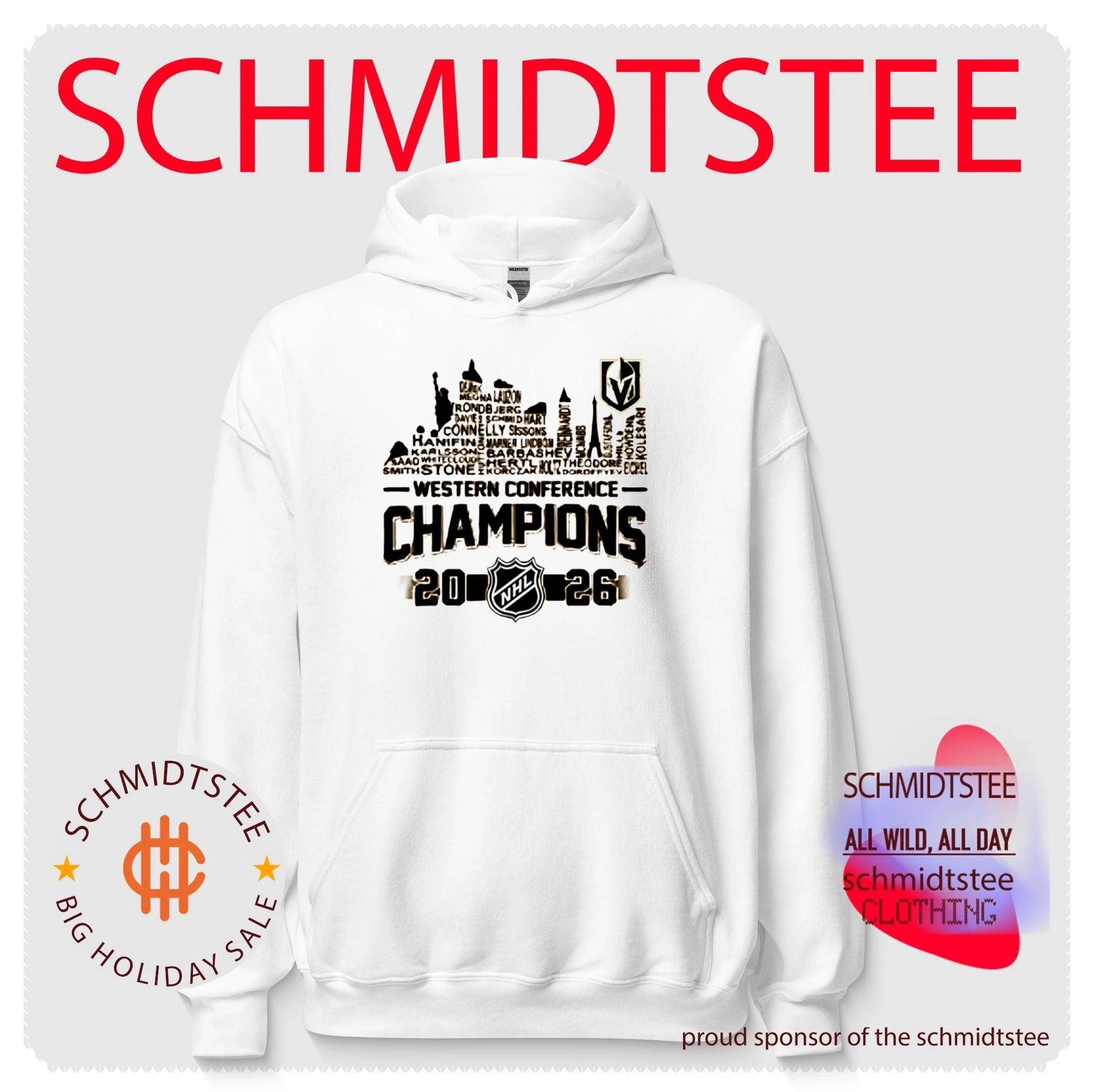 Vegas Golden Knights 2026 Western Conference Champions player name skyline shirt