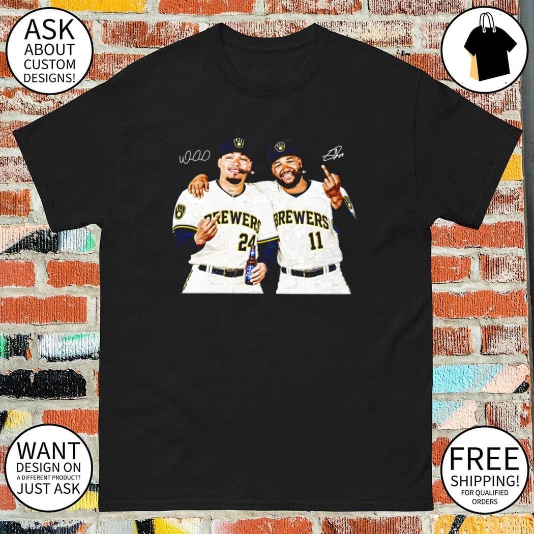 Milwaukee Brewers Baseball Duo Celebration Graphic signature shirt
