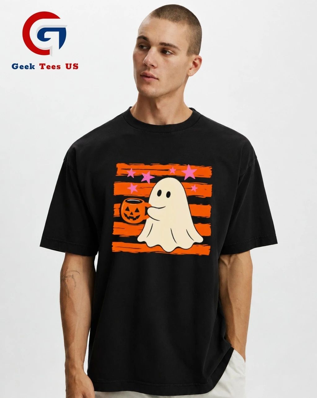 Cute ghost drinking coffee Halloween 2026 T-shirt