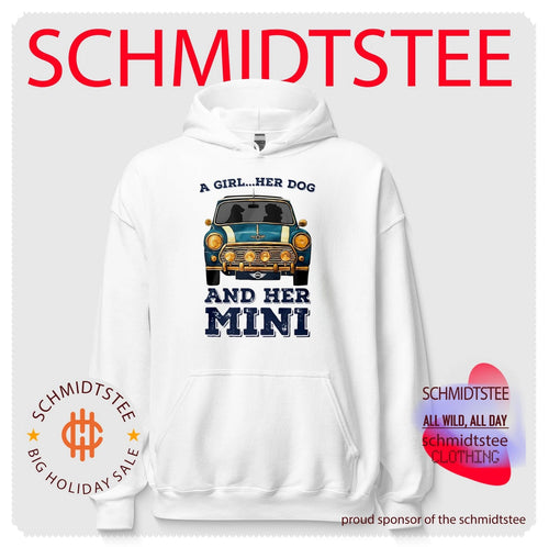 A girl and her dog and her mini car shirt
