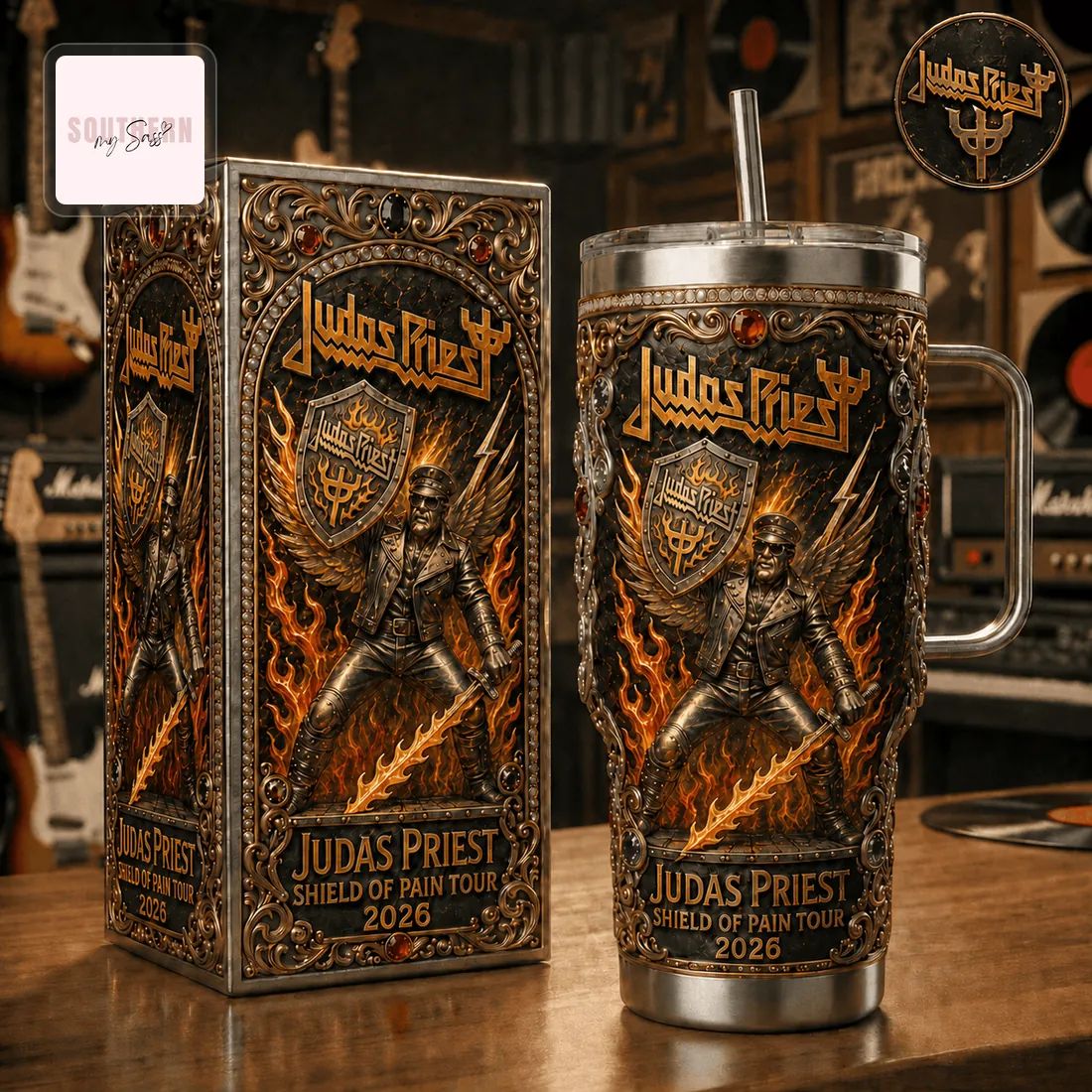 Judas Priest Shield of Pain Tour 2026 40oz Insulated Tumbler