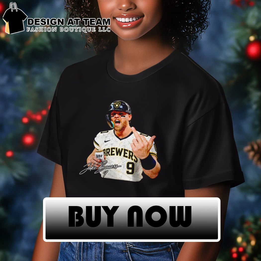 Jake Bauers Milwaukee Brewers Baseball Number 9 Graphic signature shirt