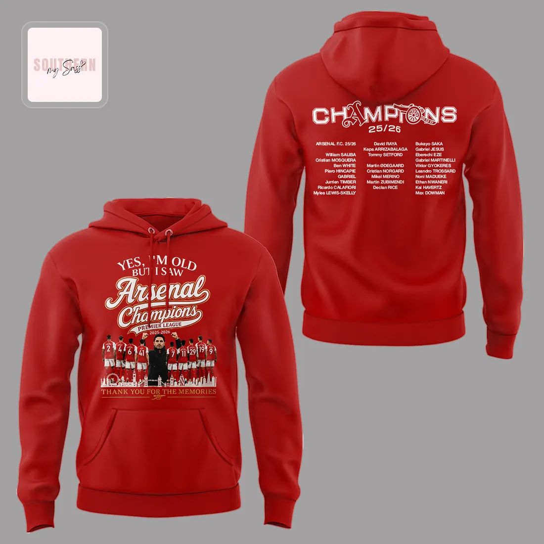 Arsenal Premier League Champions 2025-2026 Commemorative Fan Hoodie