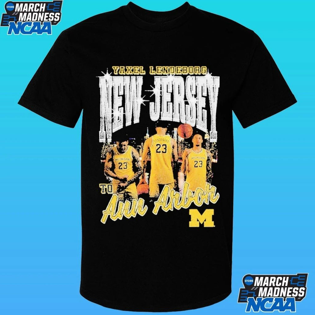 Michigan Wolverines Men’s Basketball Yaxel Lendeborg New Jersey To Ann Arbor Shirt