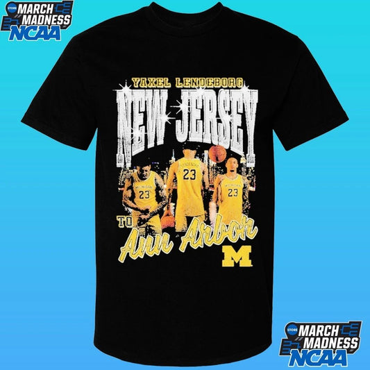 Michigan Wolverines Men’s Basketball Yaxel Lendeborg New Jersey To Ann Arbor Shirt