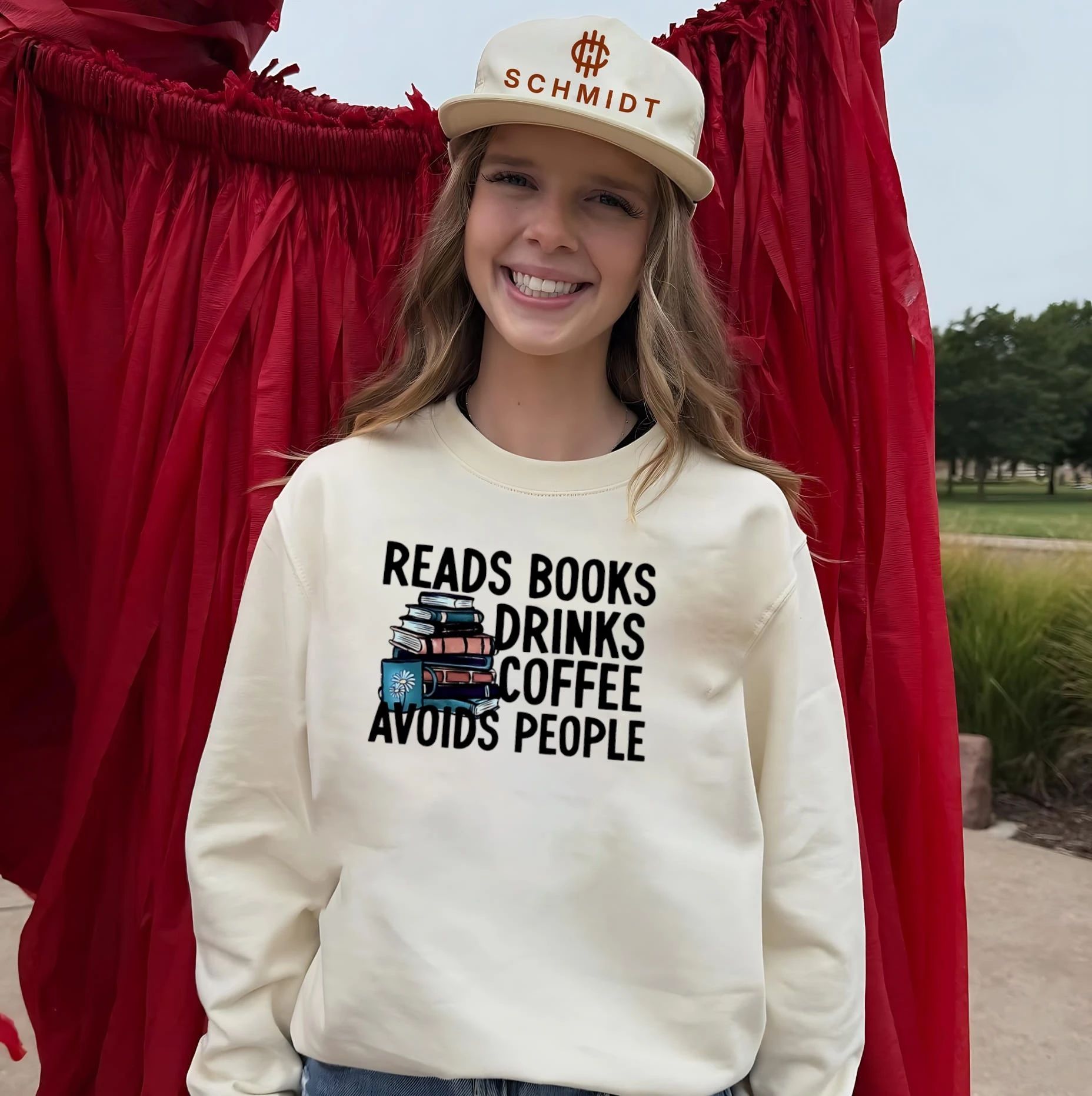 Reads books drinks coffee avoids people graphic shirt