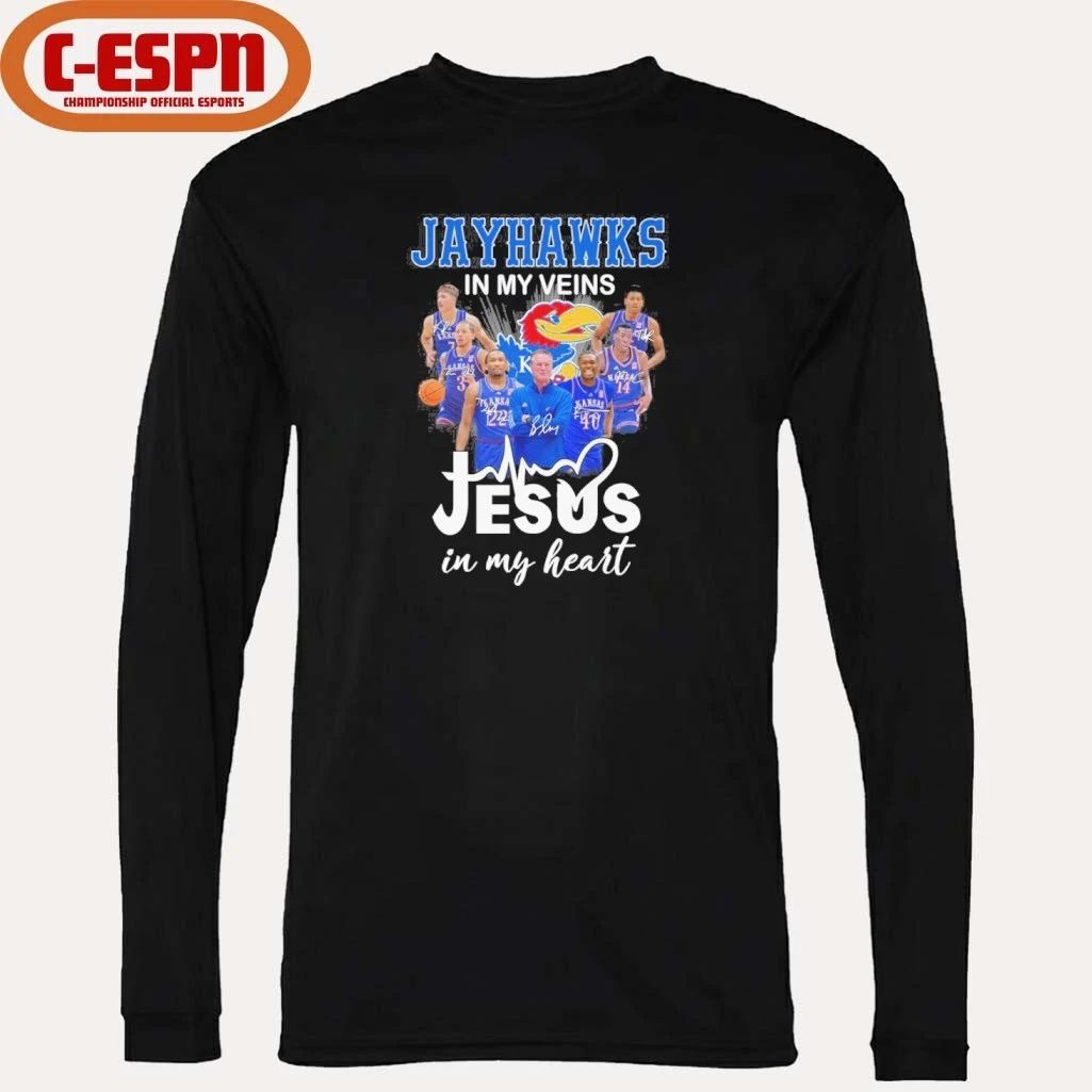 Kansas Jayhawks Basketball In My Veins Jesus In My Heart Shirt