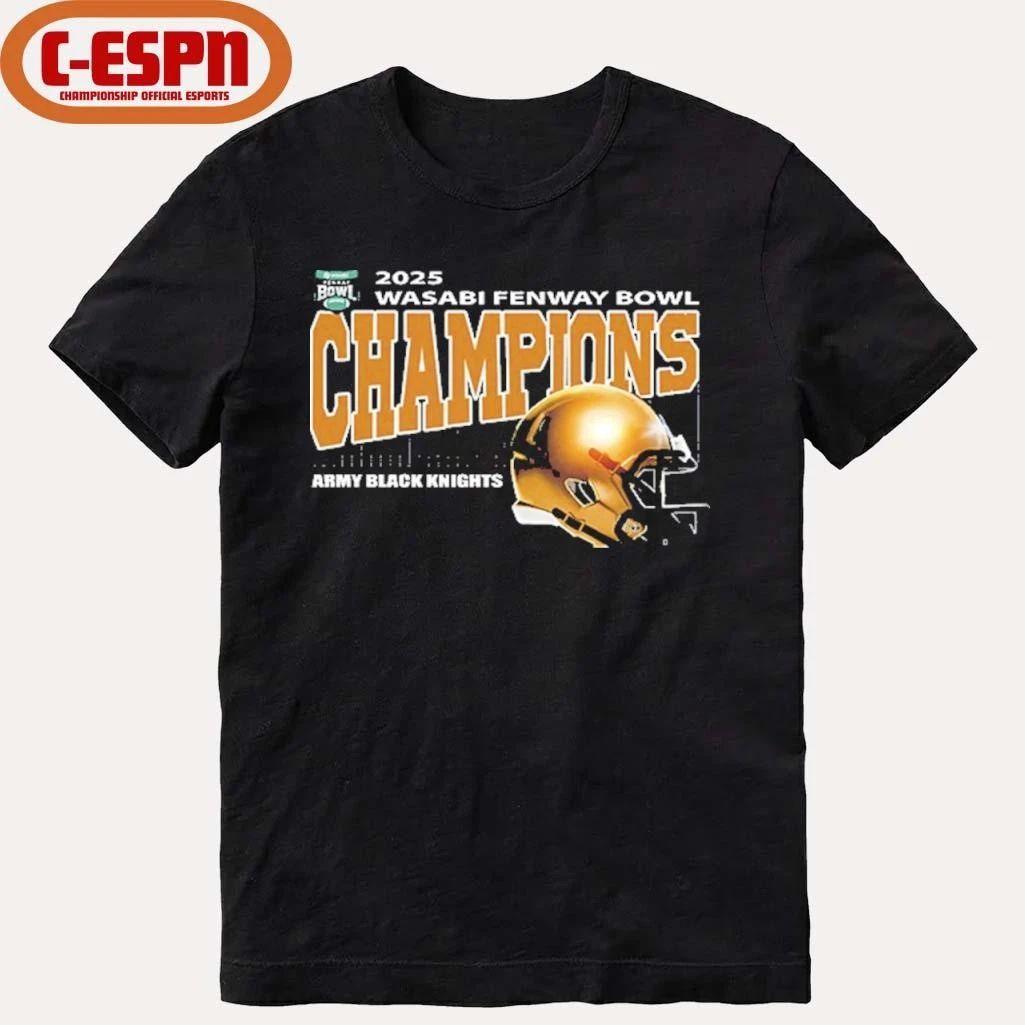 Army Black Knights 2025 Wasabi Fenway Bowl Champions Helmet Shirt