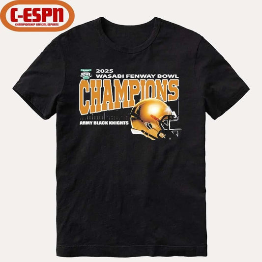 Army Black Knights 2025 Wasabi Fenway Bowl Champions Helmet Shirt