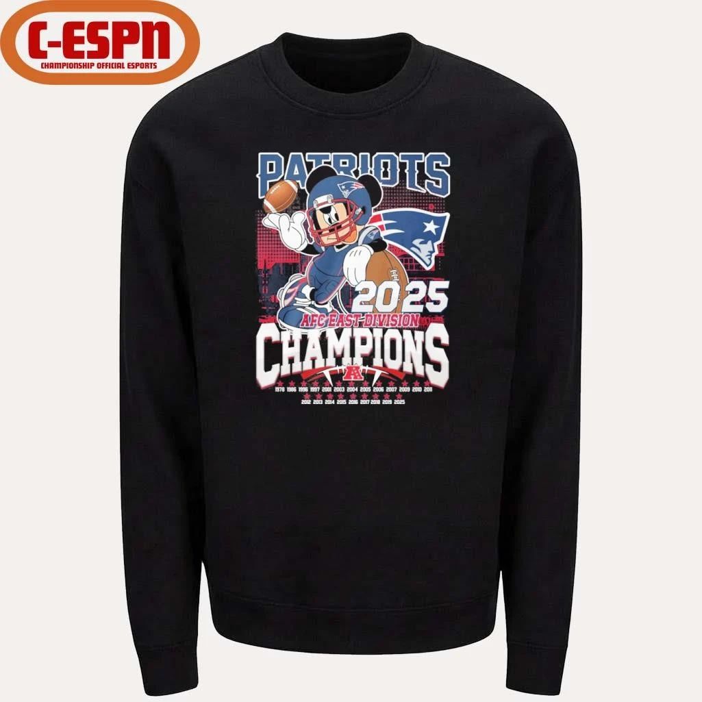 Mickey Mouse X New England Patriots 2025 AFC East Division Champions Shirt
