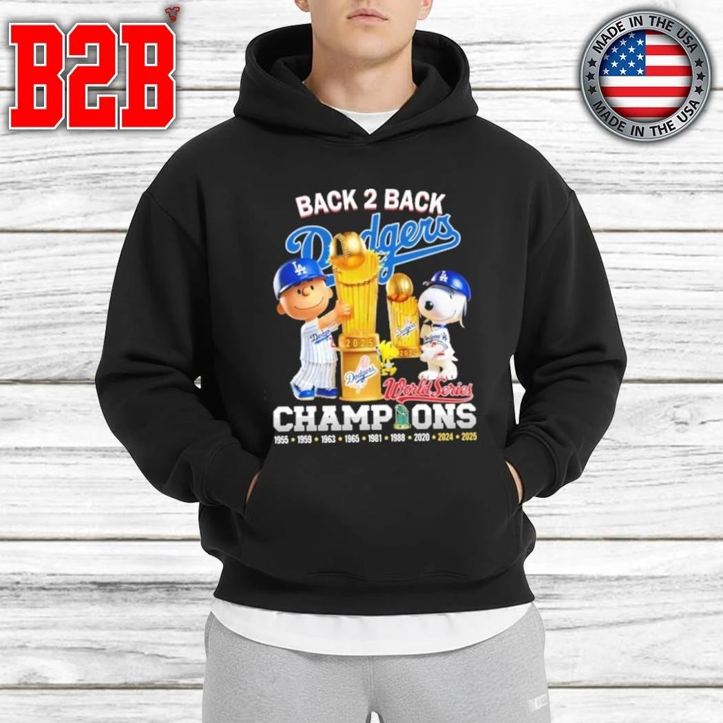 Los Angeles Dodgers Back To Back World Series Champions 2025 Snoopy Peanuts Shirt