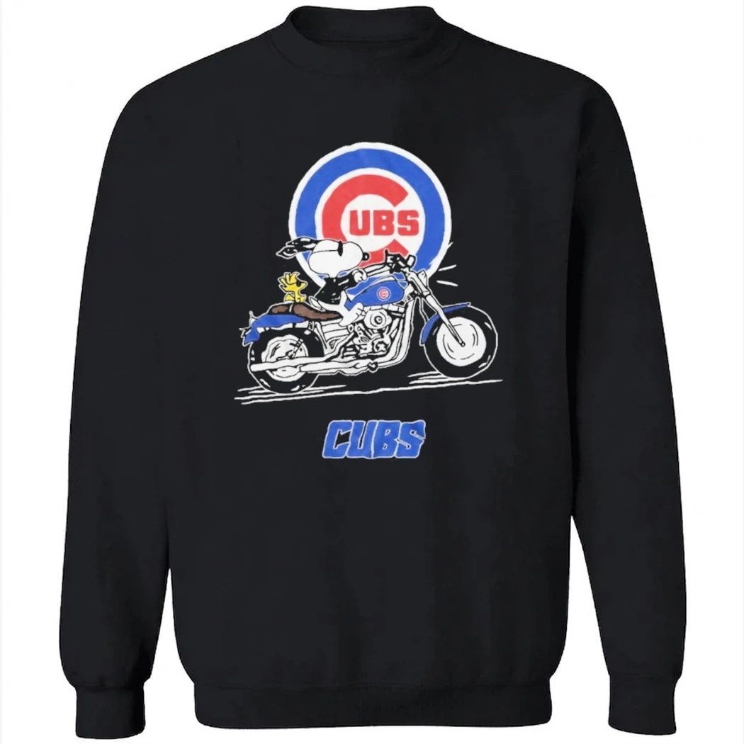 Cubs Snoopy Woodstock Motorcycle Rider Biker Fan Shirt