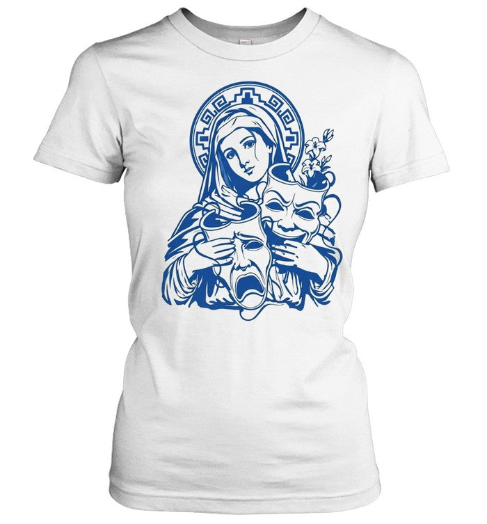 Virgin Mary Cry Now Laugh Later Drama Mask Tattoo Art Unisex T-Shirt