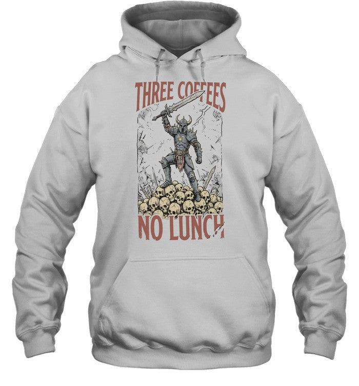 Warrior Standing on Skulls Three Coffees no Lunch Gaming Fantasy Art Warrior Unisex T-Shirt
