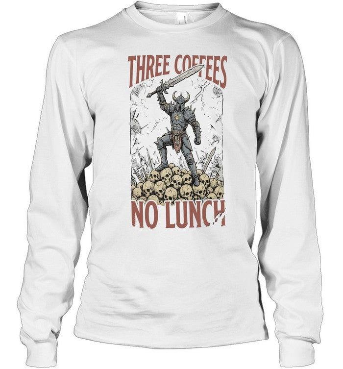 Warrior Standing on Skulls Three Coffees no Lunch Gaming Fantasy Art Warrior Unisex T-Shirt