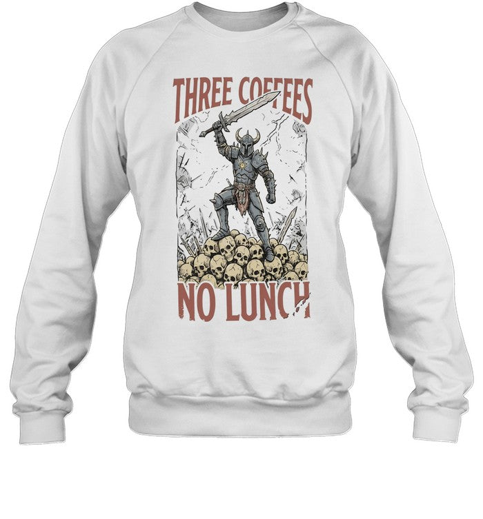 Warrior Standing on Skulls Three Coffees no Lunch Gaming Fantasy Art Warrior Unisex T-Shirt