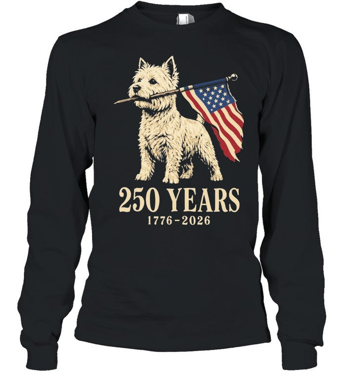 Westie Dog 250 Years 1776 2026 American Flag Patriotic Unisex T-Shirt
