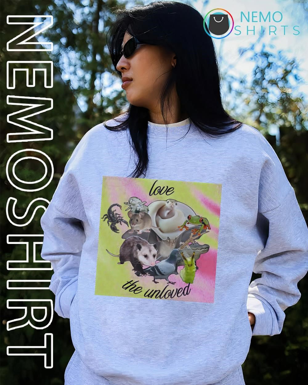 Animals love the unloved critter collage shirt